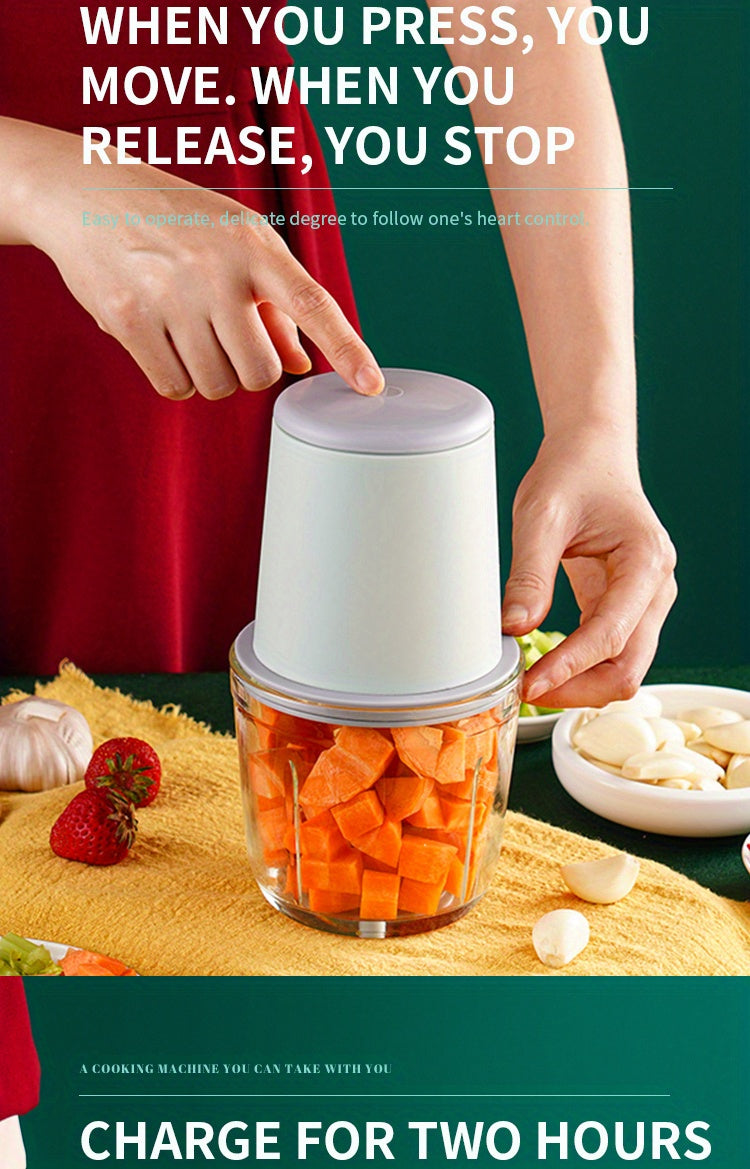 7.4v-20.29oz Multifunctional Electric Meat Grinder - Perfect for Grinding Meat, Garlic, and Making Complementary Food