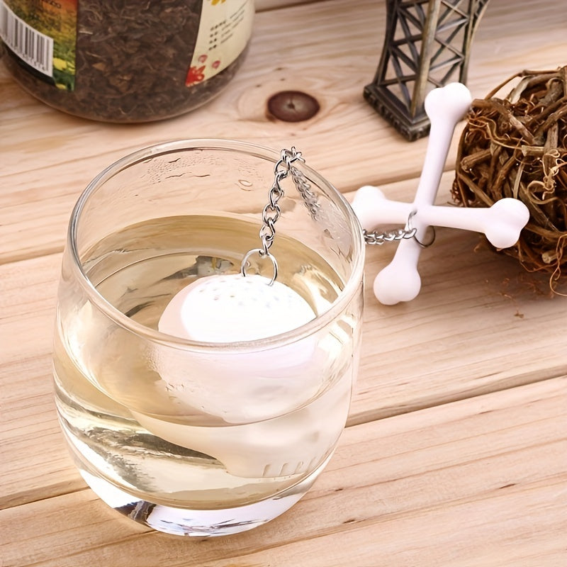 1pc Tea Pot Cross-Chain Skull Tea Filter Food Grade Silicone Tea Filter