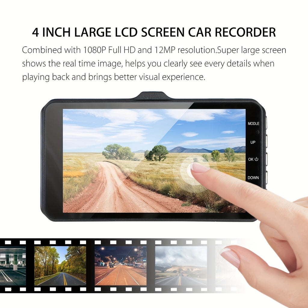 HD 1080P Night Vision Dash Cam - CAR DVR Car Video Recorder - Front And 720P Rear Camera Vehicle Black Box Driver Recorder