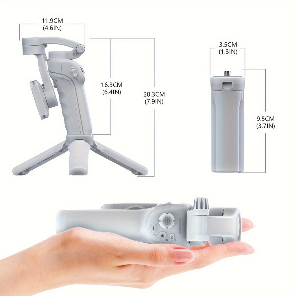 3-Axis Portable Smartphone Gimbal Stabilizer - Auto Tracking, Foldable, Rechargeable Lithium Battery, Wireless, USB Charging - Ideal for Video Recording, Vlogging, and Target Tracking