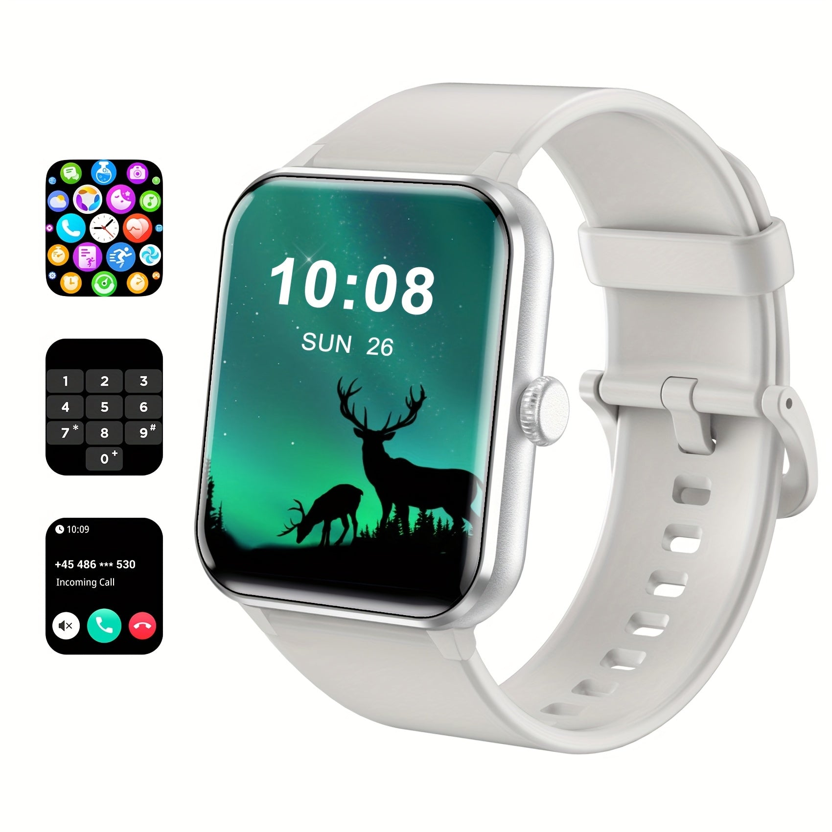Smart Watch(Answer/Make Call), 1.85" Smart Watches for Men Women Voice Assistant, Push Message, 100+ Sport Modes, Fitness Activity Tracker, Weather, Stopwatch, Timer, Pedometer, Smartphone Watch, The Perfect Gift for Men And