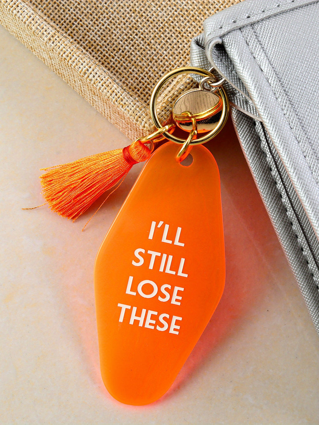 1PC Orange Hotel Key Tag Jeans, Pants, Clothing Accessories Tassel Pendant I'll Still Lose These