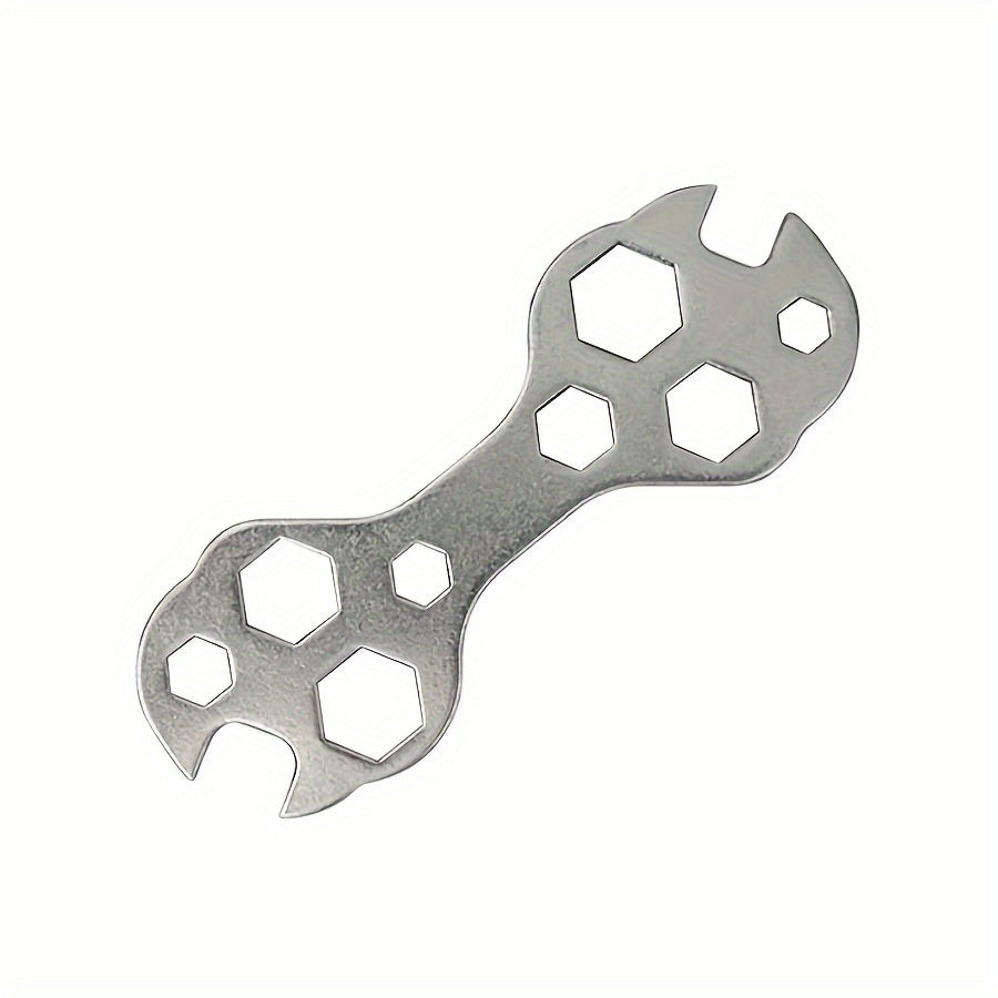 Versatile Bone-Shaped Hex Wrench for Bicycle Repair - Durable Zinc Alloy, Multi-Hole Design, Silvery