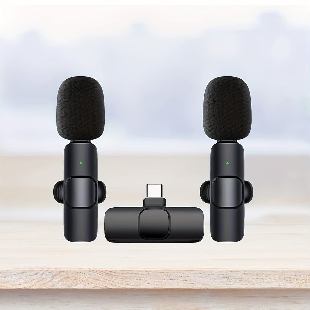 Professional Wireless Microphone, Smartphone, Laptop, Wireless Omnidirectional Condenser Recording Microphone, for Interviews, Video Podcasts, Video Logs, New Year Gift for Him