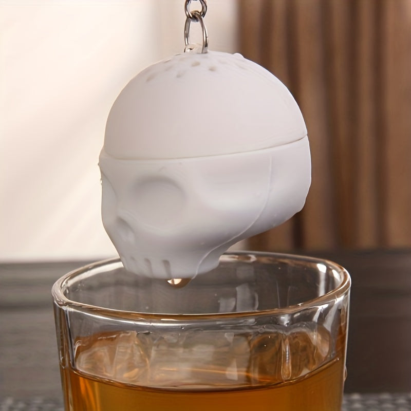 1pc Tea Pot Cross-Chain Skull Tea Filter Food Grade Silicone Tea Filter