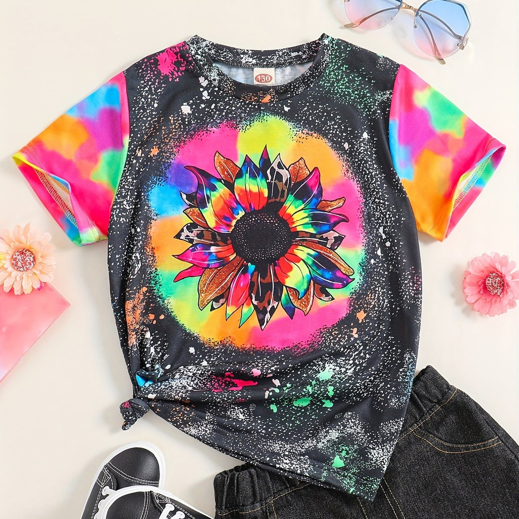 Teen Girls T-Shirts Colorful ''Sunflower'' Graphic Casual Tees Comfort Fit Short Sleeve Crew Neck Tees Top Kids Summer Clothes