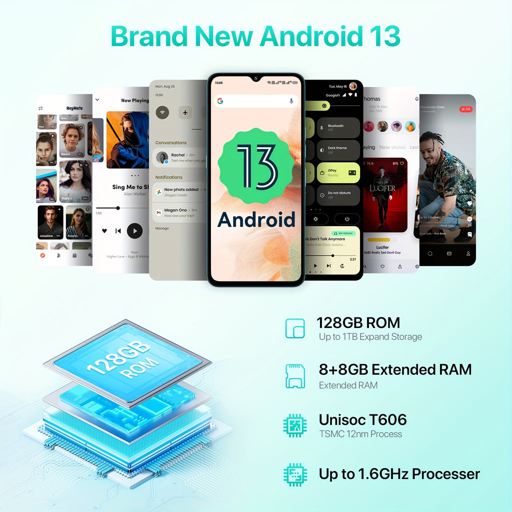 UMIDIGI A15C 8GB RAM+128GB ROM Android 13 NFC Unlocked Cell Phone 48MP Ultra-Clear AI Camera Mobile Phone 5000mAh Battery Smartphone 6.7" HD Full View Display Dual Unlock Phone.