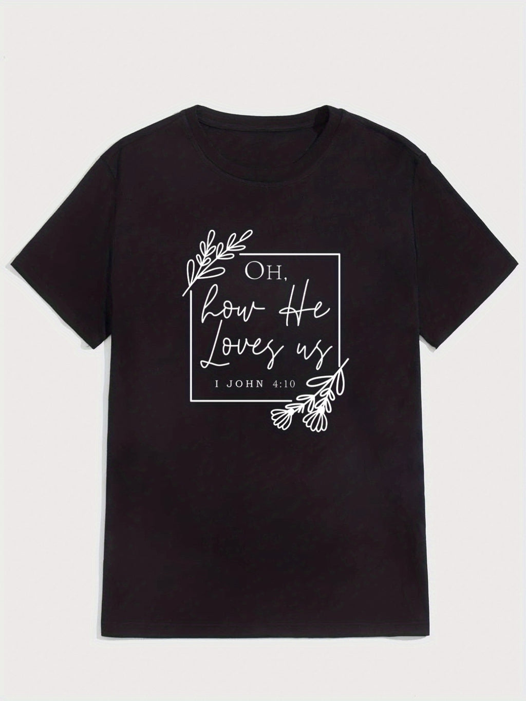 'Oh How He Loves Us' Round Neck T-shirts, Causal Tees, Short Sleeves Tops, Men's Summer Clothing