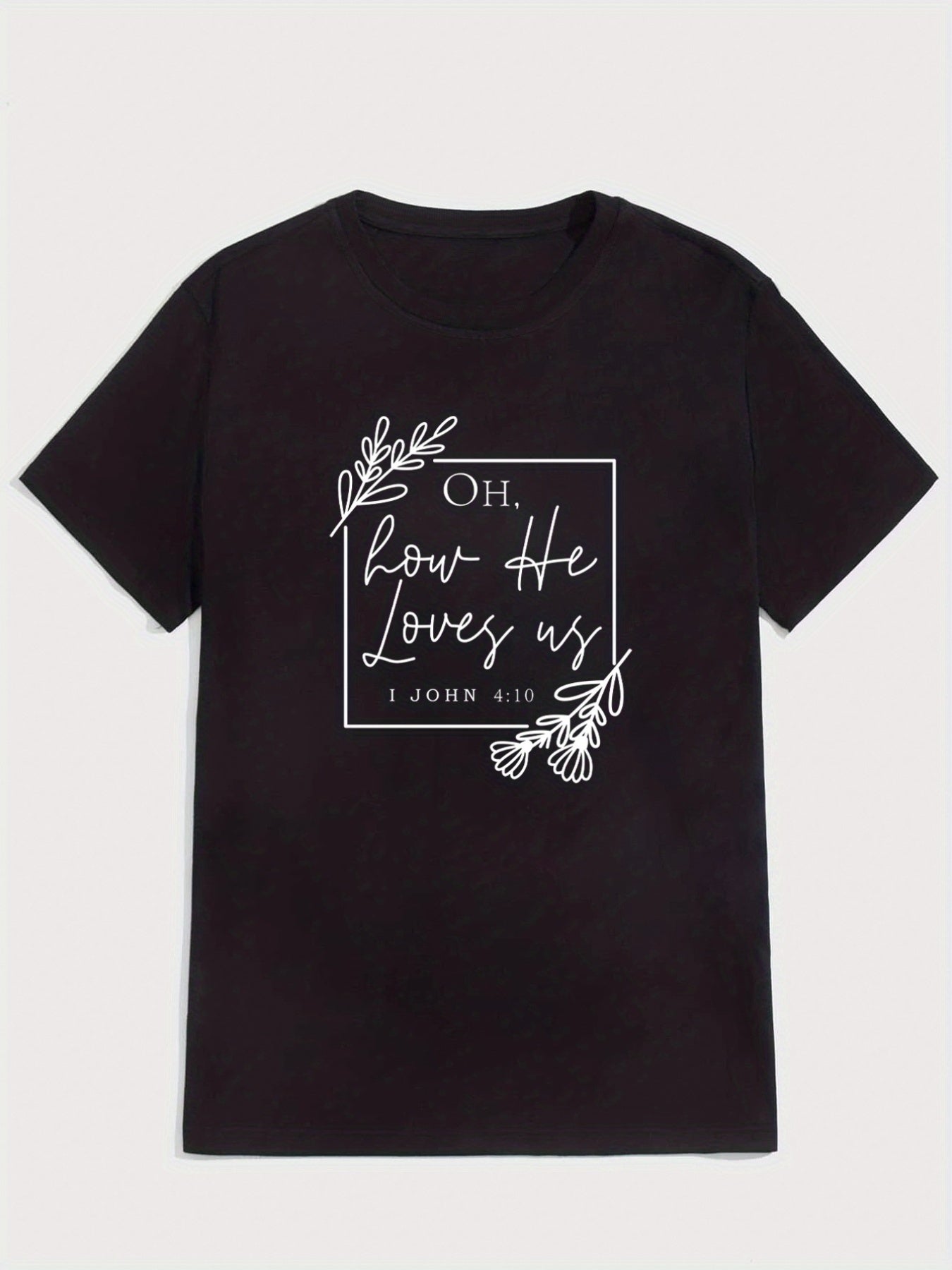 'Oh How He Loves Us' Round Neck T-shirts, Causal Tees, Short Sleeves Tops, Men's Summer Clothing
