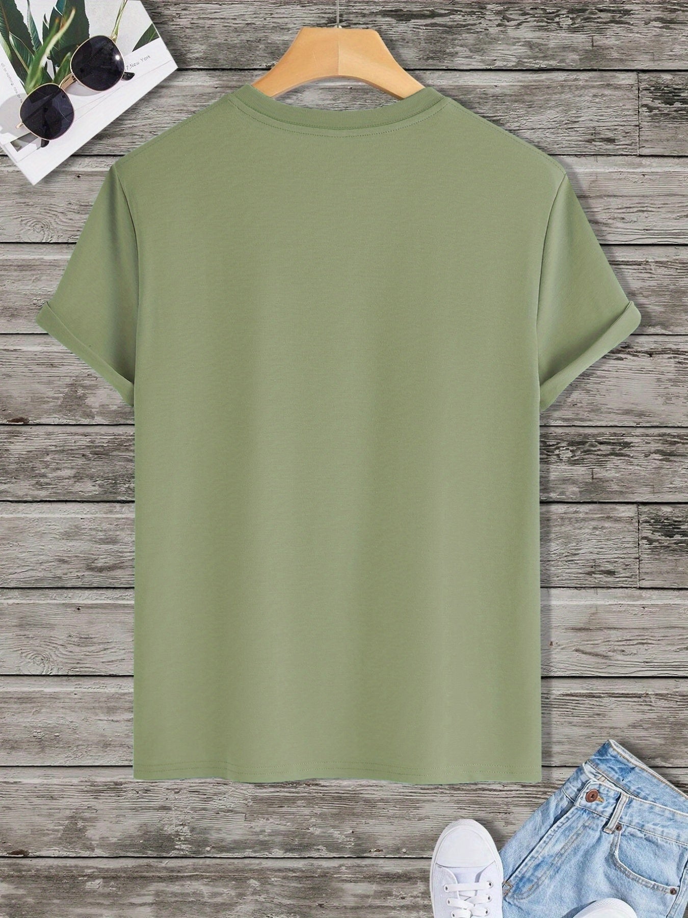 Men's Letter And Rose Graphic Crew Neck T-Shirts, Casual Sport Tees For Spring Summer
