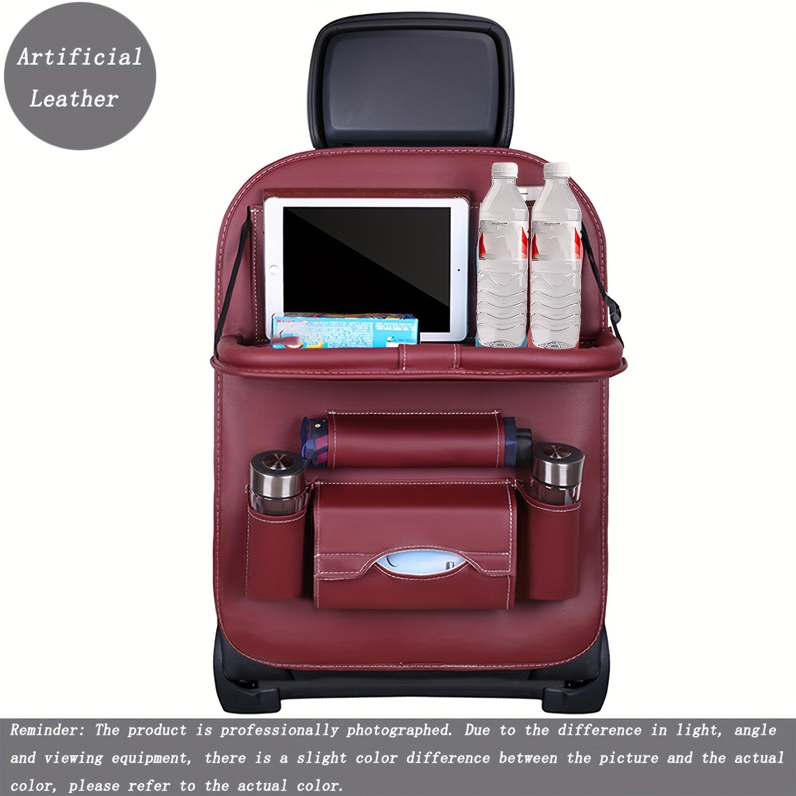 Upgrade Your Car With This Luxury PU Leather Storage Bag And Tray - Perfect For Snacks And Toys!