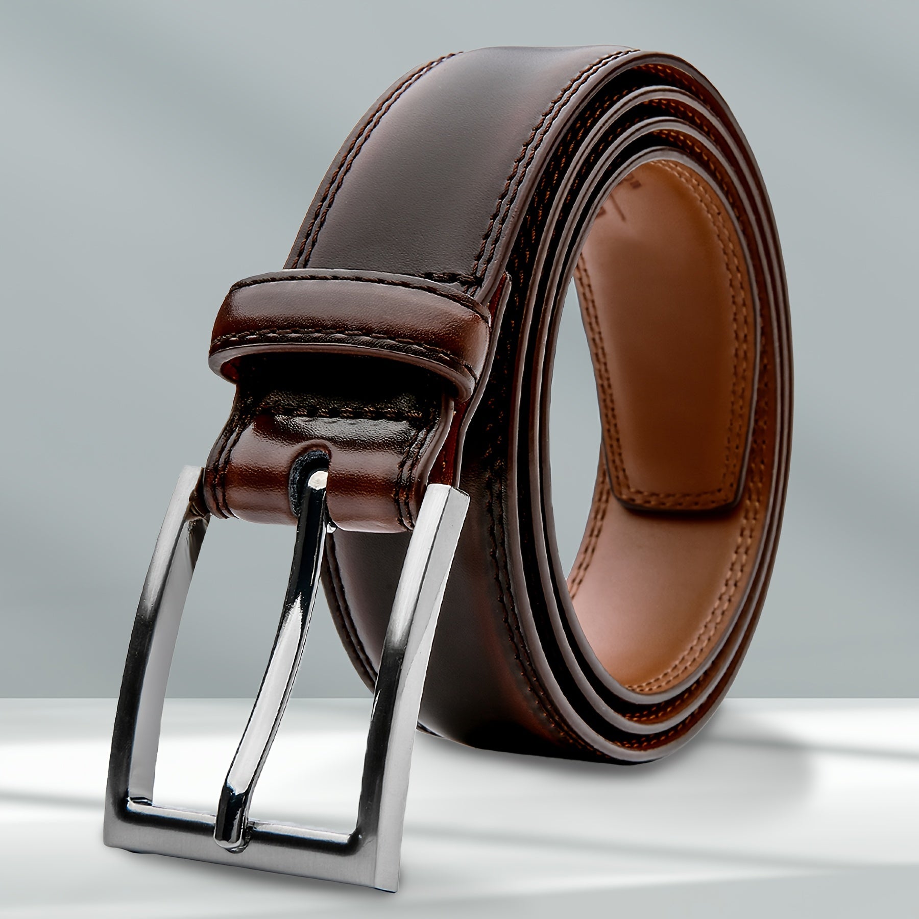 Men's Leather Belt, Fashion & Classic Casual Belt with Single Prong Buckle for Jeans, Pants, Work And Business, Gift for Dad & Husband