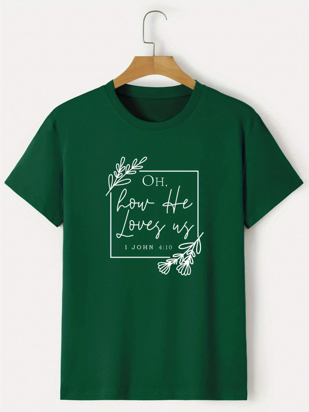 'Oh How He Loves Us' Round Neck T-shirts, Causal Tees, Short Sleeves Tops, Men's Summer Clothing