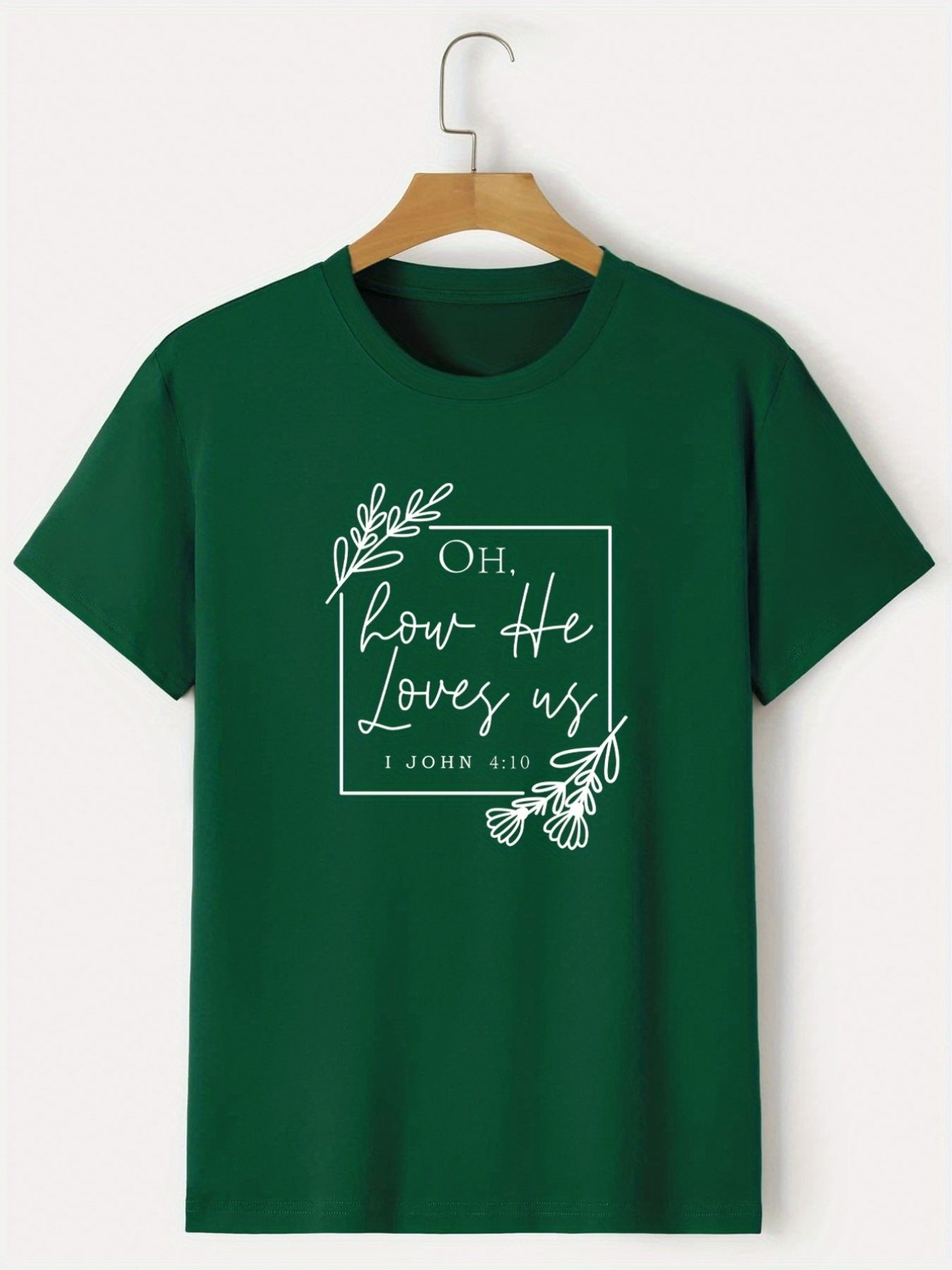 'Oh How He Loves Us' Round Neck T-shirts, Causal Tees, Short Sleeves Tops, Men's Summer Clothing