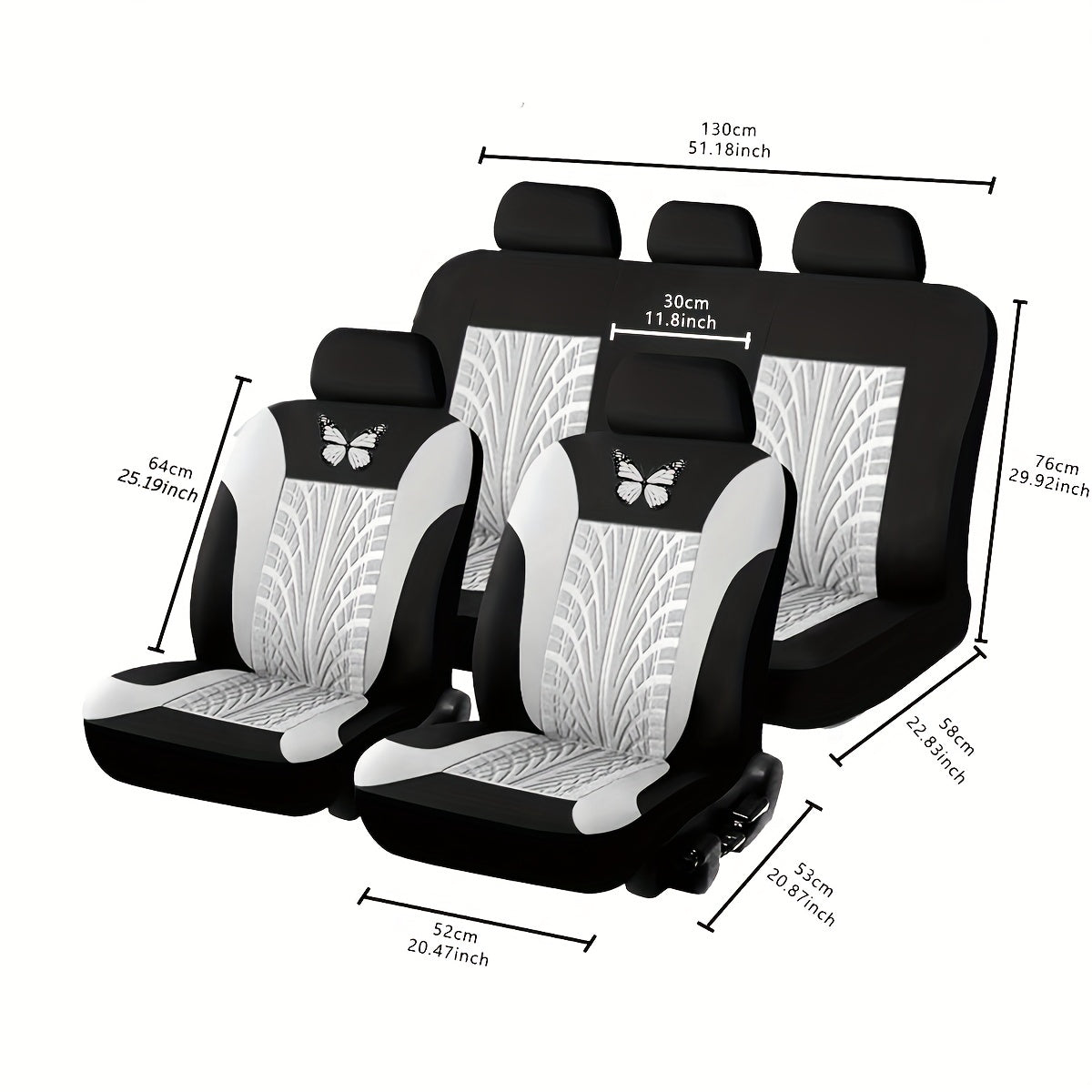 Butterfly Heat Transfer Craft Car Seat Cover for 5 Seats (Universal Type)