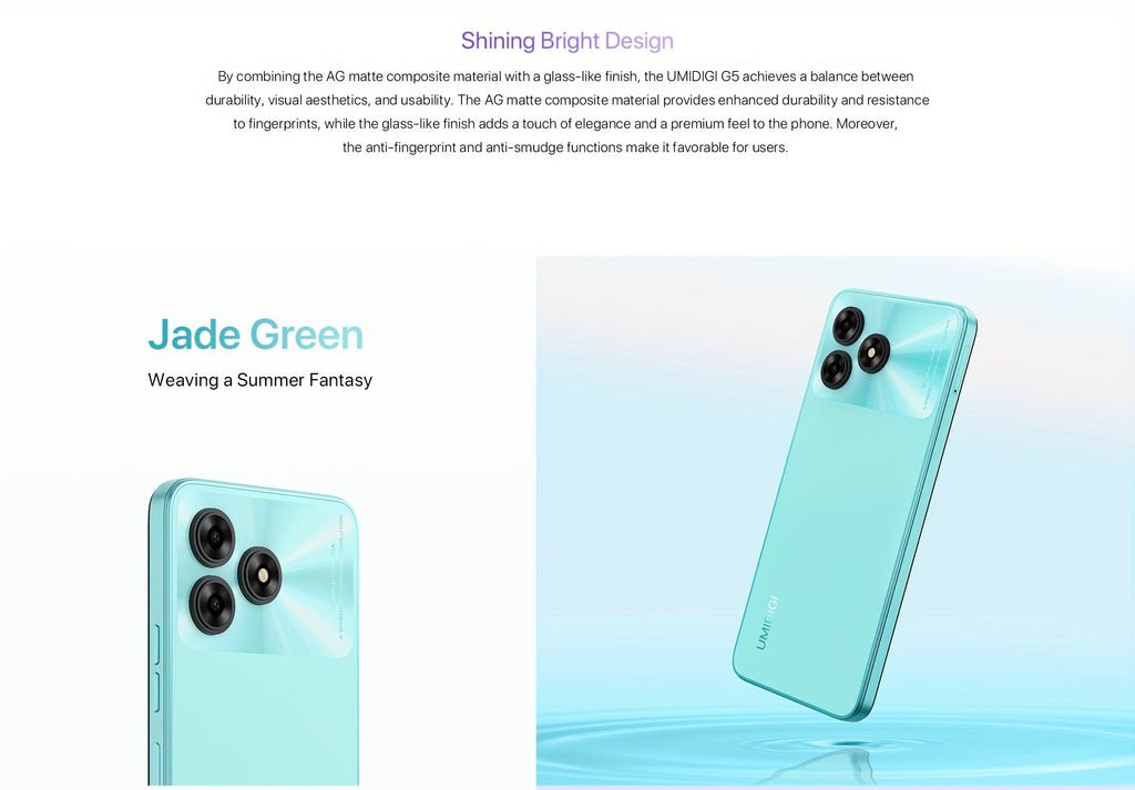 UMIDIGI Entsperrtes Handy, G5 Unisoc T606, 8GB +128GB Android 13 Smartphone Entsperrt Mit 6.6" Vollbild, 50MP+2MP+8MP AI Dreifachkamera, 5000mAh Akku Schnellladung Mobiltelefone