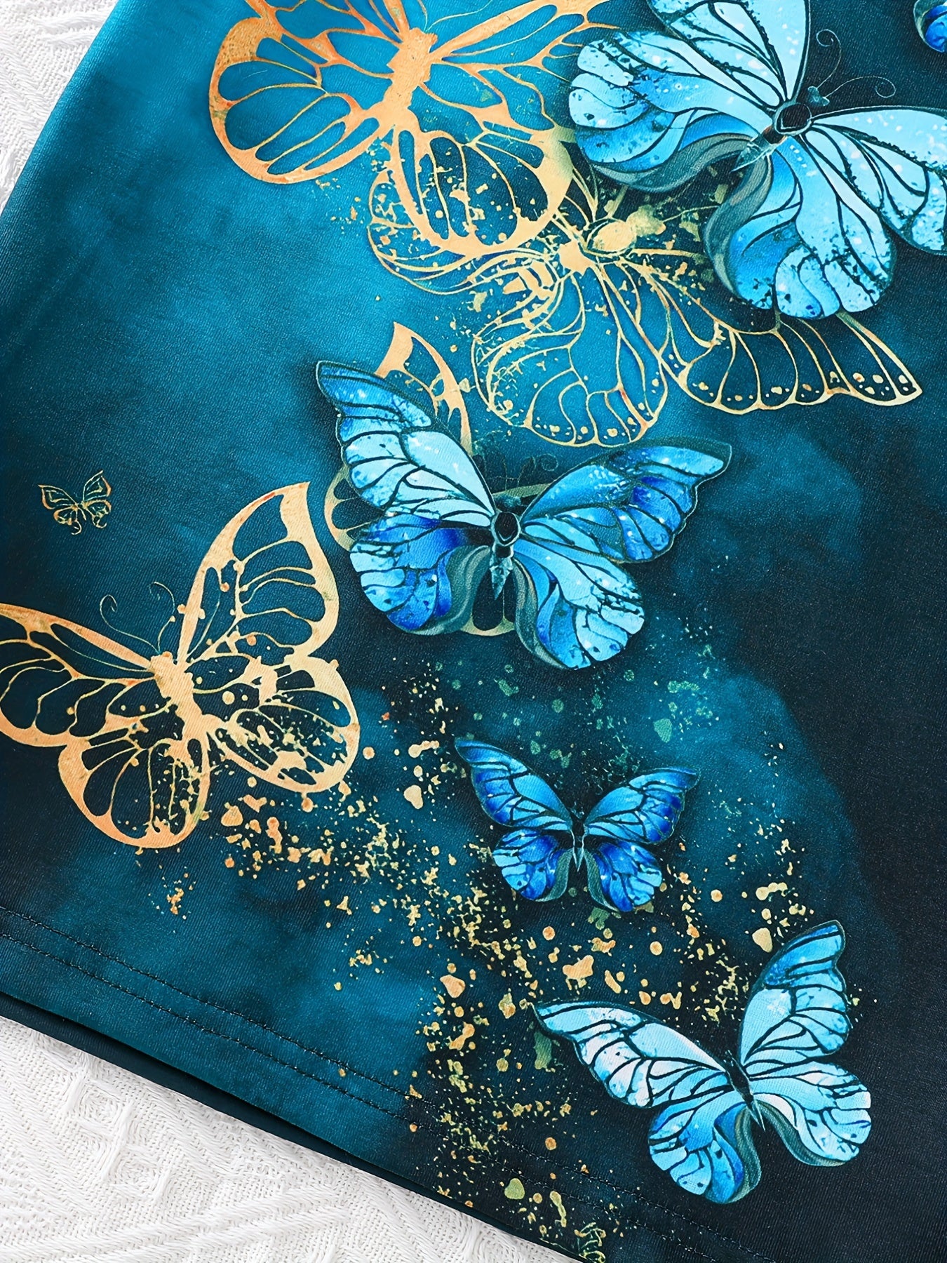 Teen Girls Butterfly Graphic T-Shirts - Soft Slight Stretch Polyester Crew Neck Short Sleeve Casual Tees for Summer - Machine Washable, No Dry Clean, Regular Fit, No Chest Pad, Conventional Contour