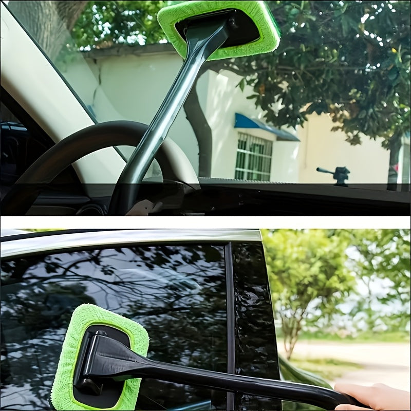 Windshield Cleaning Brush Kit | Long Handle Interior Car Glass Wiper, Plastic Material