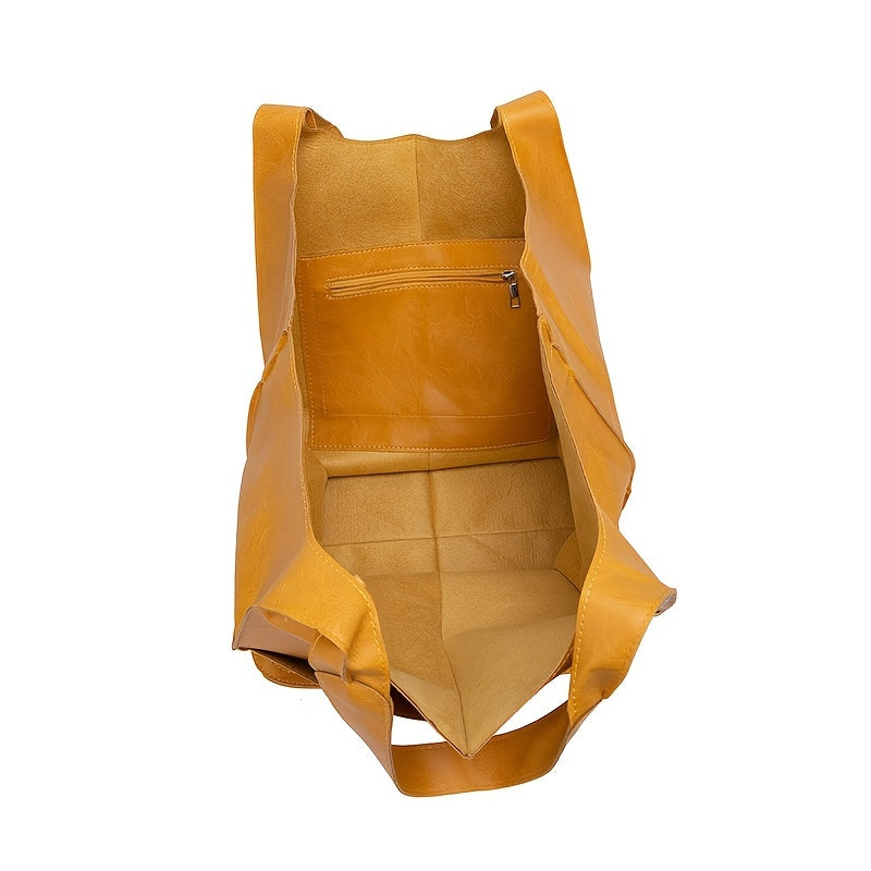Rretro Handmade Big Beach Tote Bag High Capacity Zipper Shoulder Tote Bags Solid Color Multifunction Handbags for Ladies