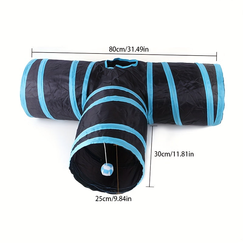 Cat Tunnel for Indoor Cats Large with Play Ball 2/3/4/5 Way Collapsible Interactive Peek Hole Pet Tube Toys for Puppy, Kitty, Kitten, Rabbit