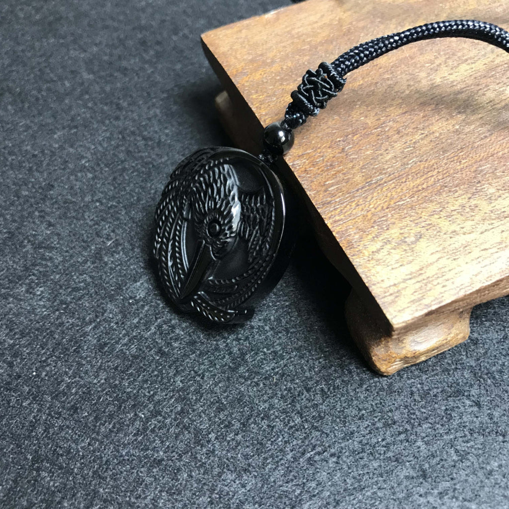 Natural Obsidian Necklace, Raptor Pendant, Crystal Necklace Pendant For Men And Women