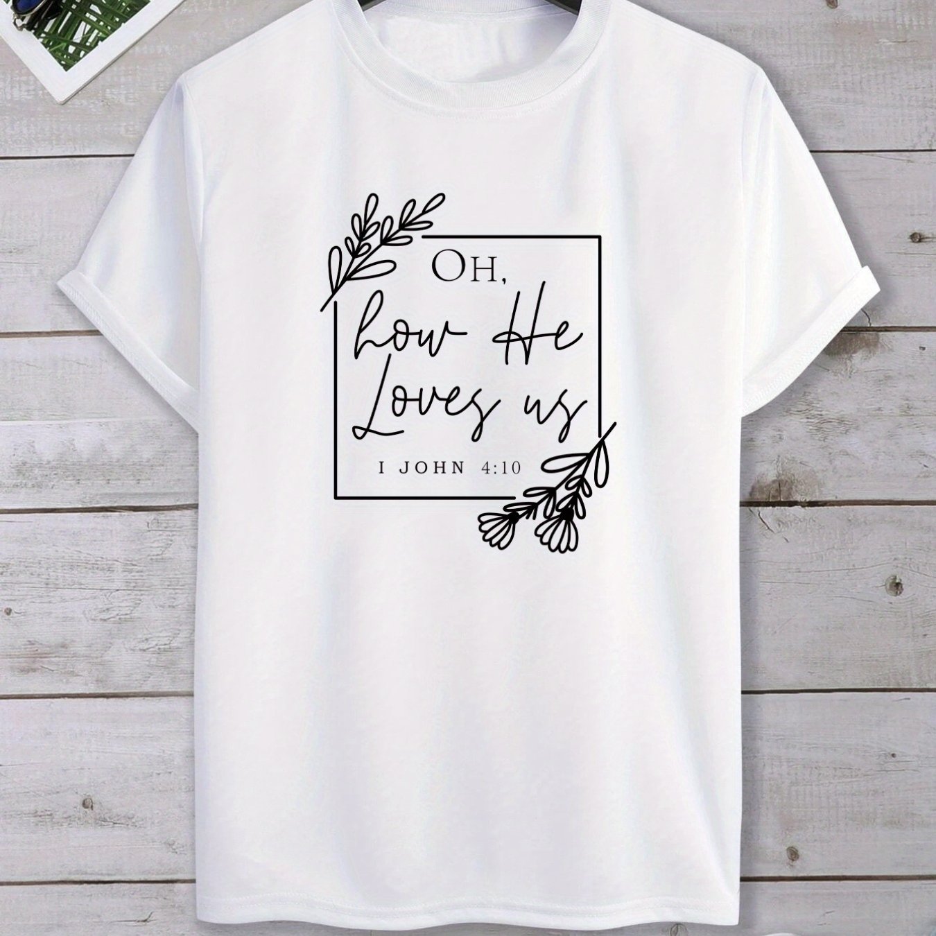 'Oh How He Loves Us' Round Neck T-shirts, Causal Tees, Short Sleeves Tops, Men's Summer Clothing