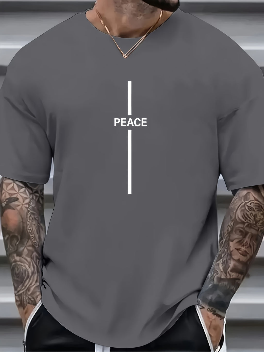 Plus Size Men's Trendy Cross Graphic Tees, Comfy Stretch Breathable T-shirts For Summer, Oversized Loose Men's Clothings