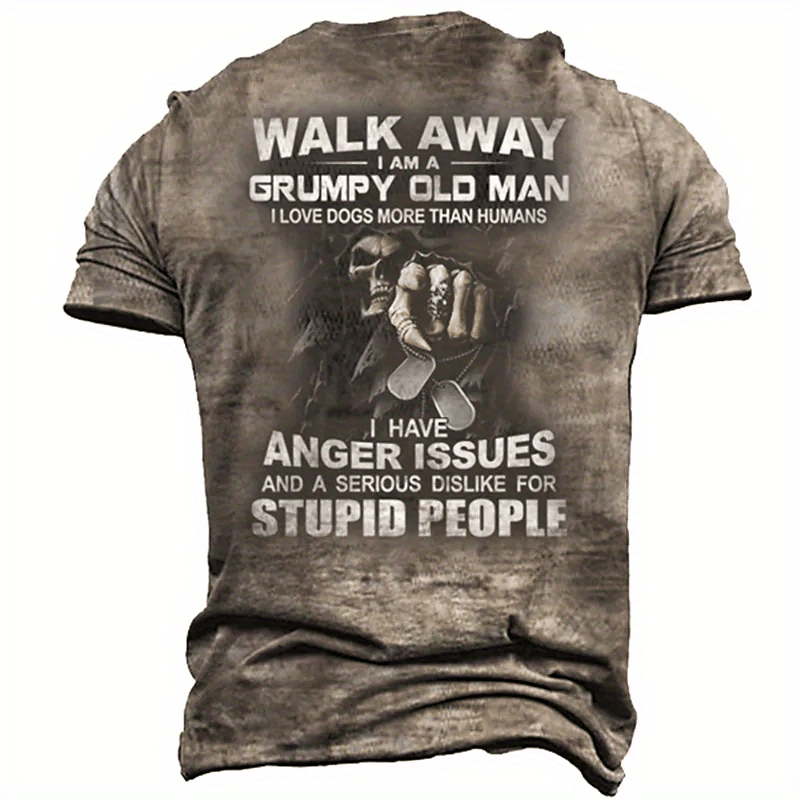 Men's T shirt Tee Graphic Tee Funny T Shirts Slogan T Shirts Skull Letter Graphic Prints Crew Neck Brown 3D Print Outdoor Street Print Clothing Apparel Vintage Sports Designer