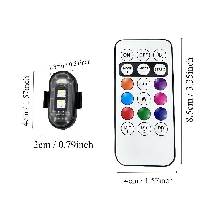 4/6pcs 8-Color High-Brightness Wireless LED Strip Lights with Remote Control, USB Charging, Anti-Collision Lighting for Drones, Aircraft, Motorcycles, and Bikes