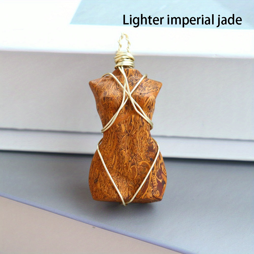 1pc, Natural Quartz Crystal Goddess Pendant Necklace - Perfect Gift for Women, Brides, and Engagements