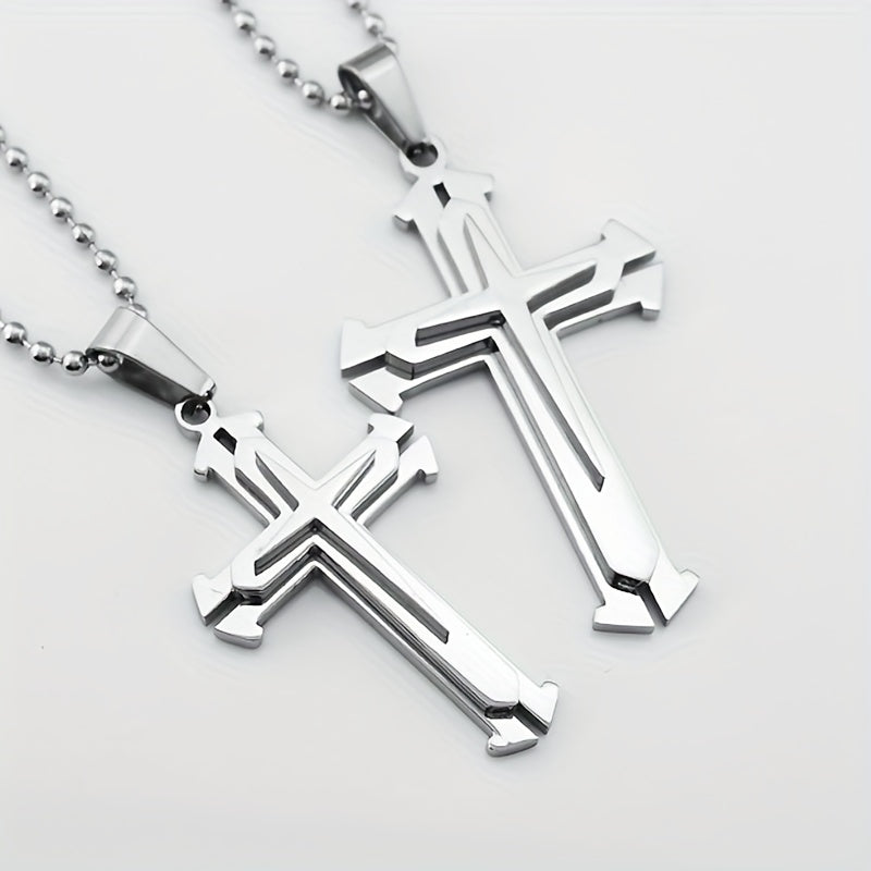 Metal Cross Necklace Simple Cross Pendant With Chain Necklace