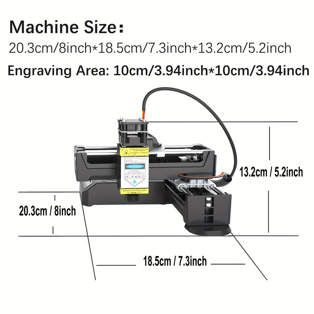 EasyThreed 0,5W Lasergravierer für Anfänger, DIY-Gravurbereich 100x100mm, kabellose Smartphone-Konnektivität, APP-Steuerung für iOS & Android, Kunststoffmaterial, 110V/220V Stromversorgung, US-Stecker, elektronische Komponenten enthalten