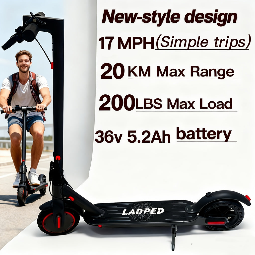 LADPED Folding Electric Scooter | 350W/500W Motor Optional, 36V-48V Battery, 8.5-14inches Anti-skid Solid Tires, Long Range, 15-20MPH Speed, Foldable Commuting E-Scooter for Adults, Surprise Birthday Gifts