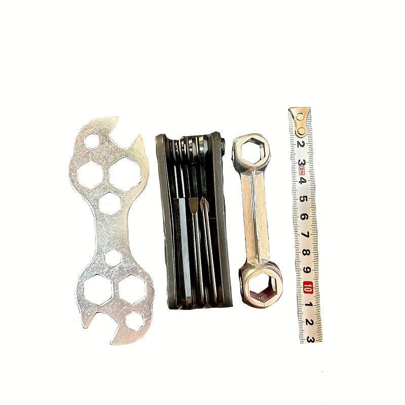 Versatile Bone-Shaped Hex Wrench for Bicycle Repair - Durable Zinc Alloy, Multi-Hole Design, Silvery