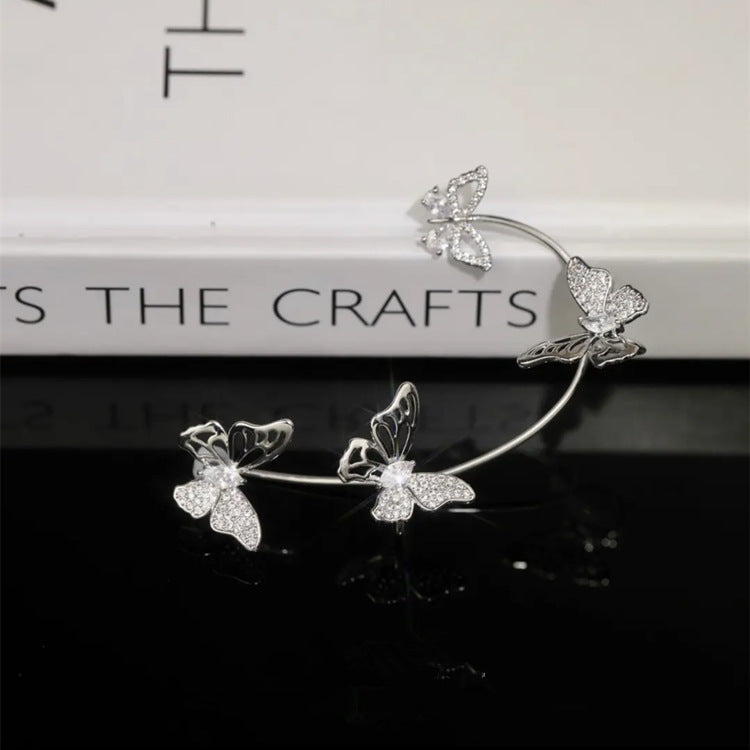 Elegant Butterfly Ear Clips | No-Piercing, All-Season, Plated K, Glass Mosaic, By Yugeweer