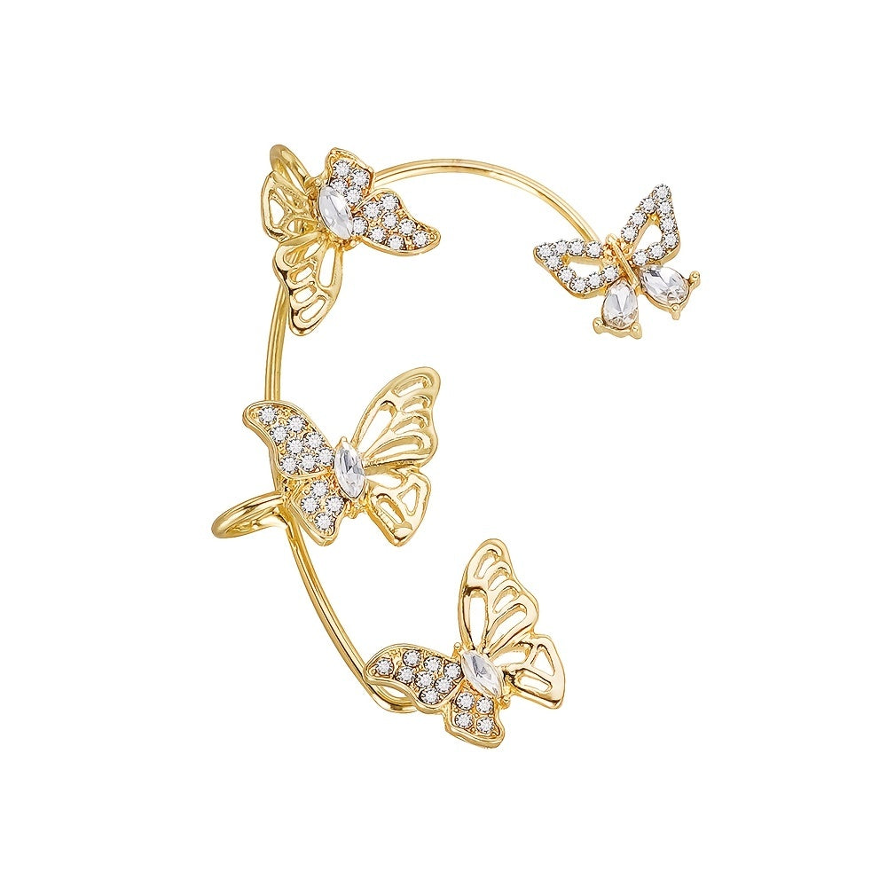 Elegant Butterfly Ear Clips | No-Piercing, All-Season, Plated K, Glass Mosaic, By Yugeweer