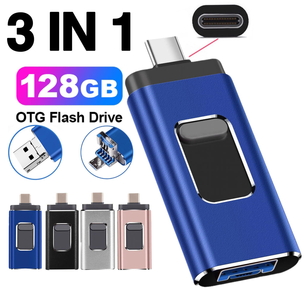 USB C Flash Drive 128GB, 3 in 1 OTG USB Type C Memory Stick Dual Type C Flash Drive Thumb Drive Photo Stick Jump Drive for USB-C Smartphone Tablet Computer Mac Laptop