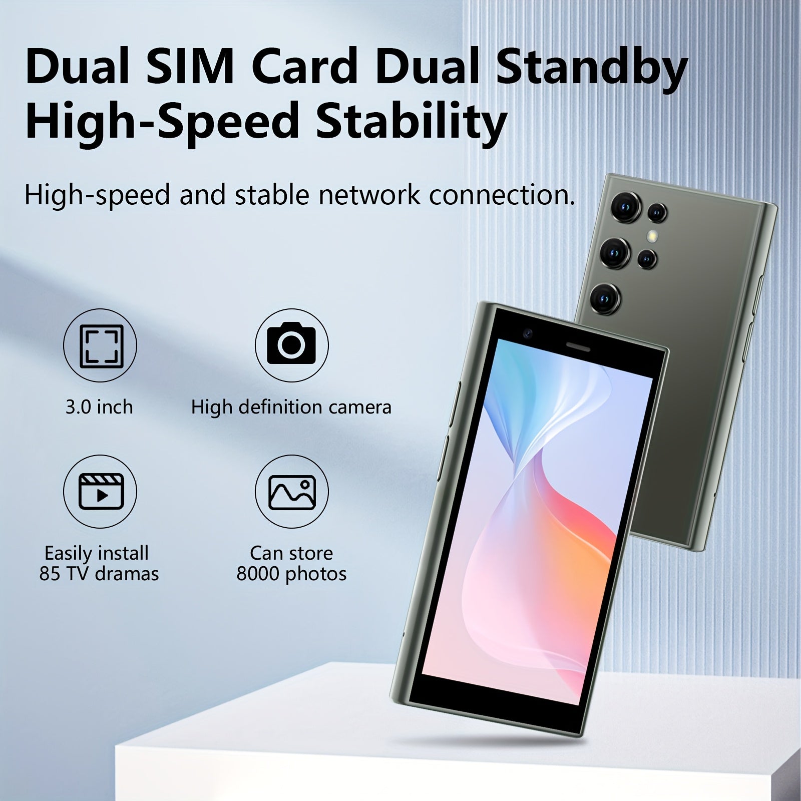 Mini Smartphone 3G Unlocked Mini Phone Kid's Smartphone 3.0'' HD Touch Screen World's Smallest Phone 1000mAh Battery Dual SIM Little Mobile Phone with Face ID Pocket Youngsters Cellphone 2GB+16GB Best Backup Phone Best Creati