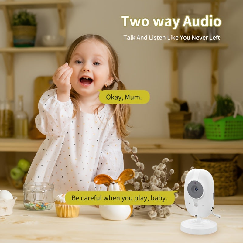 720P HD Wireless Monitor with 3.5" LCD Screen, 900ft Range, Auto Night Vision, 2-Way Audio, Temperature Sensor, 8 Soothing Lullabies, USB Rechargeable, Smartphone Compatible, ABS Material, Square Shape, Monitor Camera