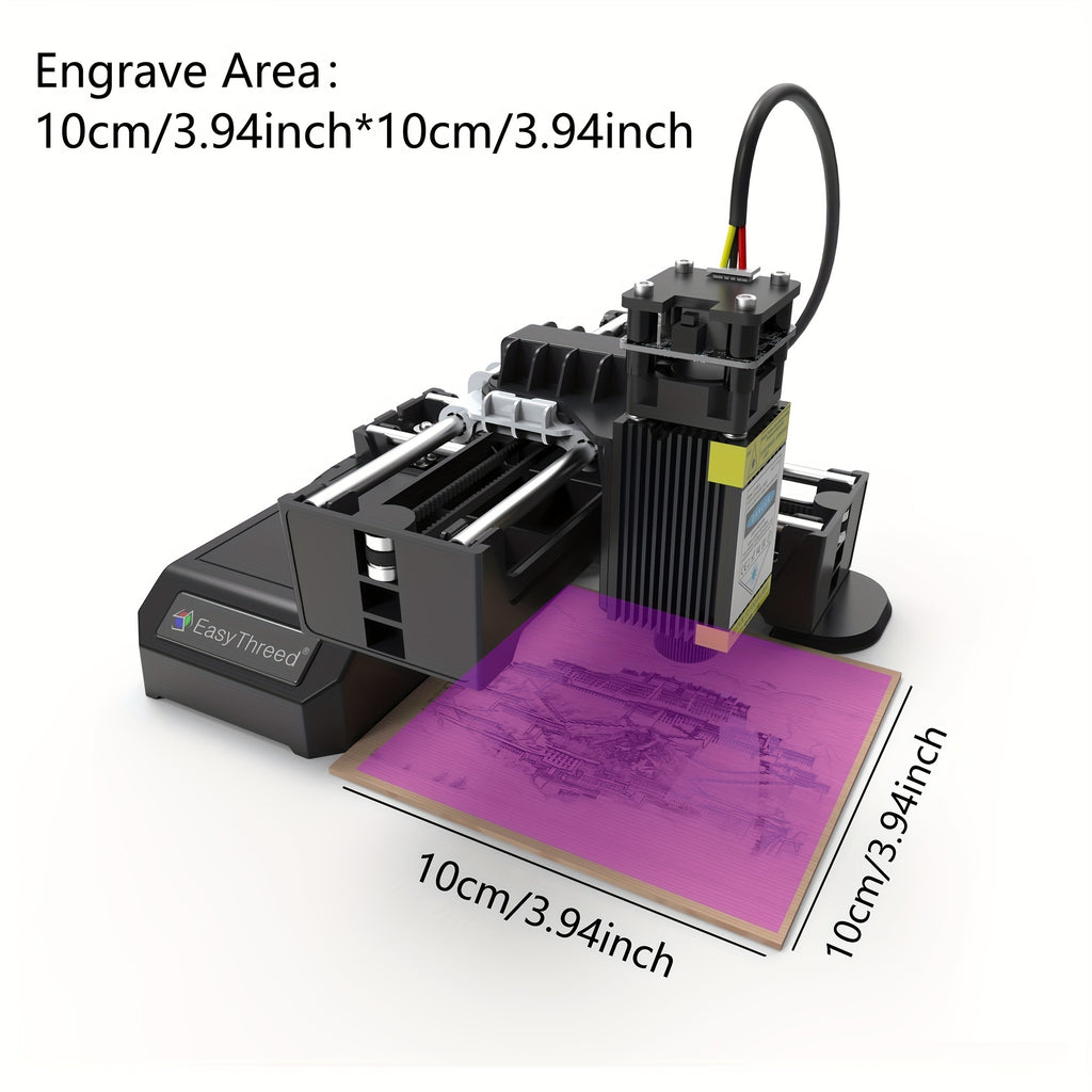 EasyThreed 0,5W Lasergravierer für Anfänger, DIY-Gravurbereich 100x100mm, kabellose Smartphone-Konnektivität, APP-Steuerung für iOS & Android, Kunststoffmaterial, 110V/220V Stromversorgung, US-Stecker, elektronische Komponenten enthalten