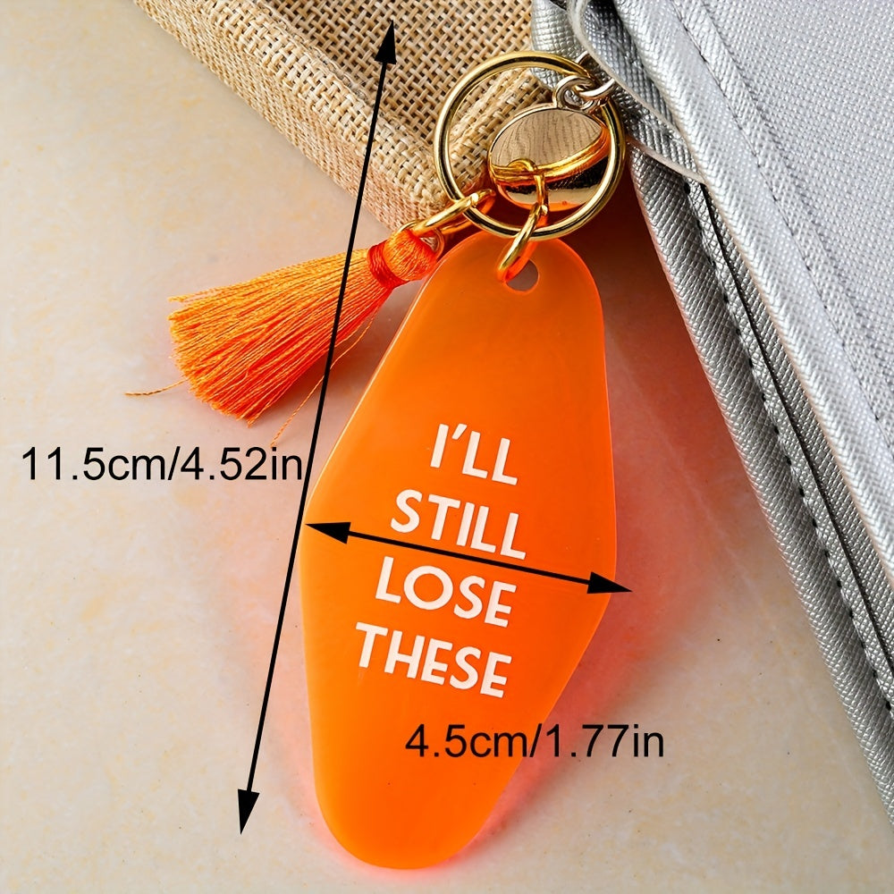1PC Orange Hotel Key Tag Jeans, Pants, Clothing Accessories Tassel Pendant I'll Still Lose These