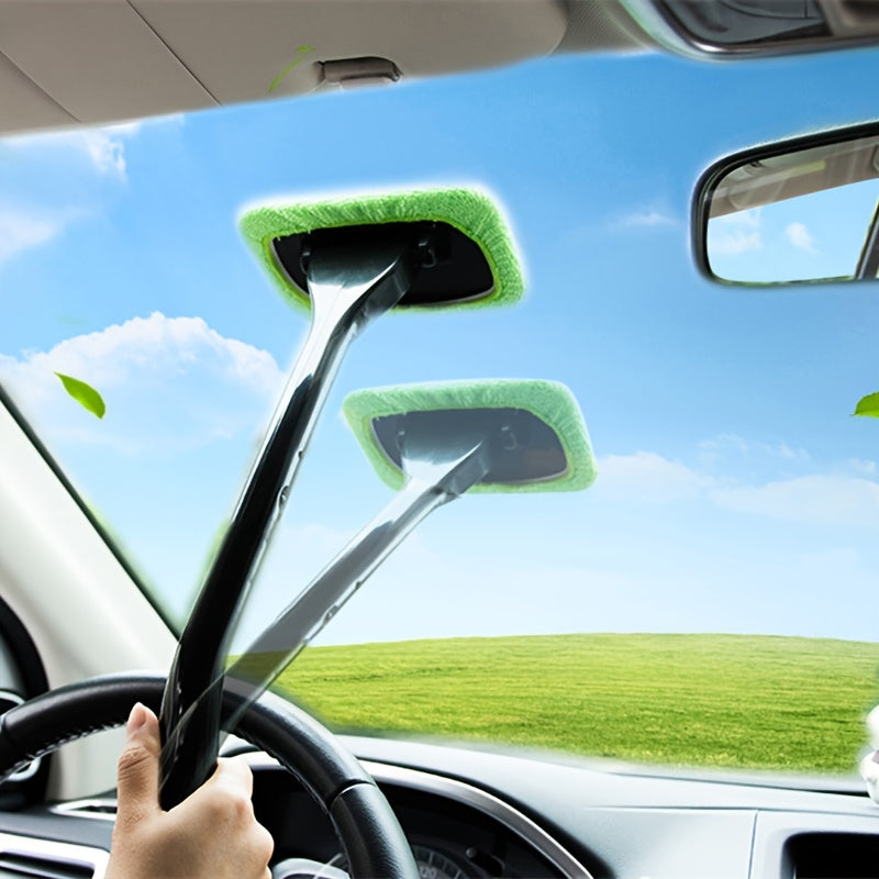 Windshield Cleaning Brush Kit | Long Handle Interior Car Glass Wiper, Plastic Material
