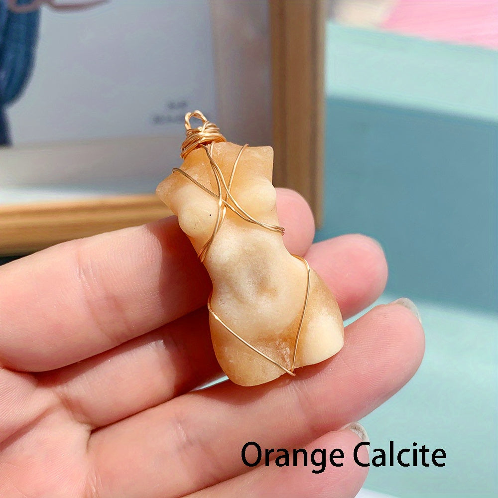 1pc, Natural Quartz Crystal Goddess Pendant Necklace - Perfect Gift for Women, Brides, and Engagements
