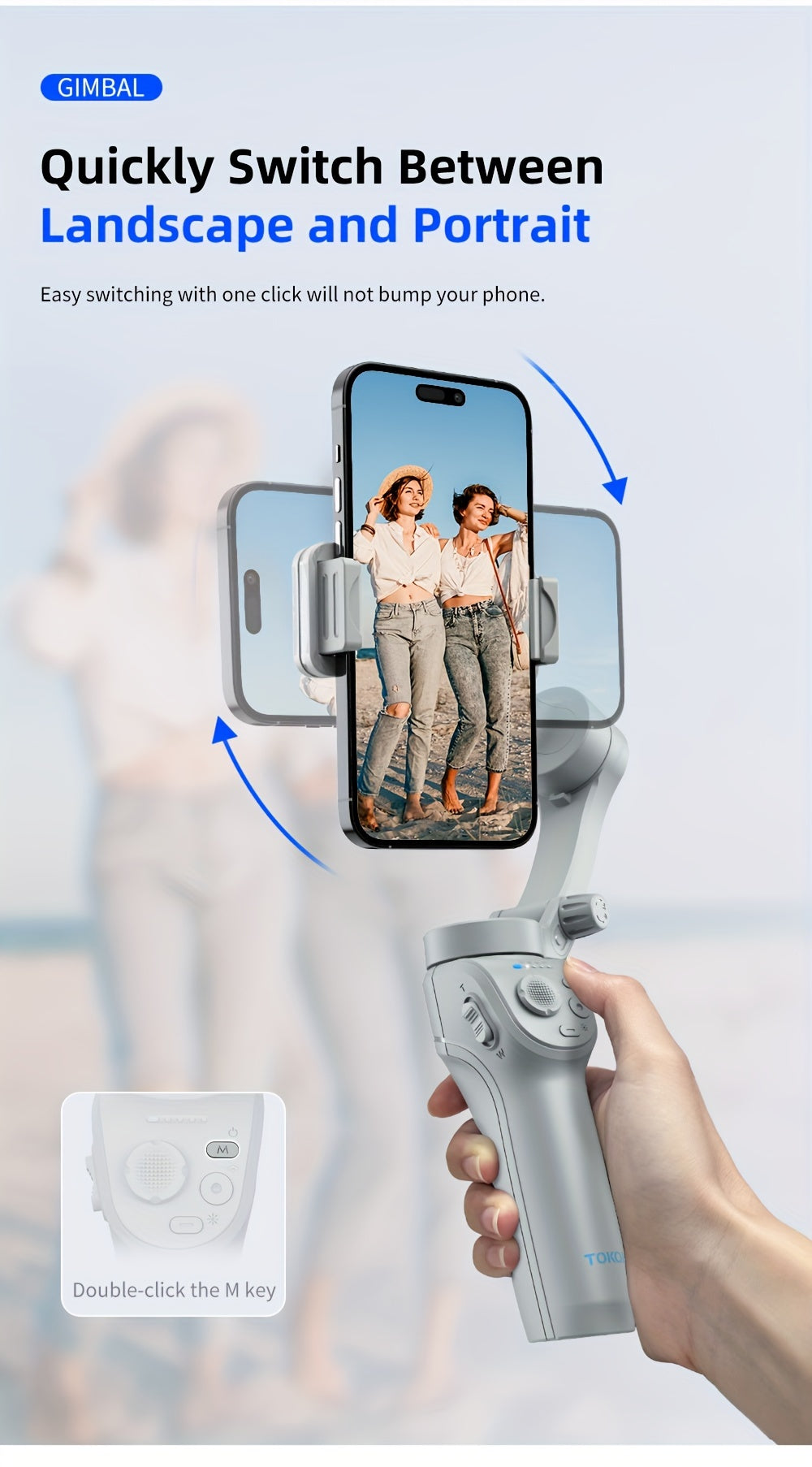 3-Axis Portable Smartphone Gimbal Stabilizer - Auto Tracking, Foldable, Rechargeable Lithium Battery, Wireless, USB Charging - Ideal for Video Recording, Vlogging, and Target Tracking