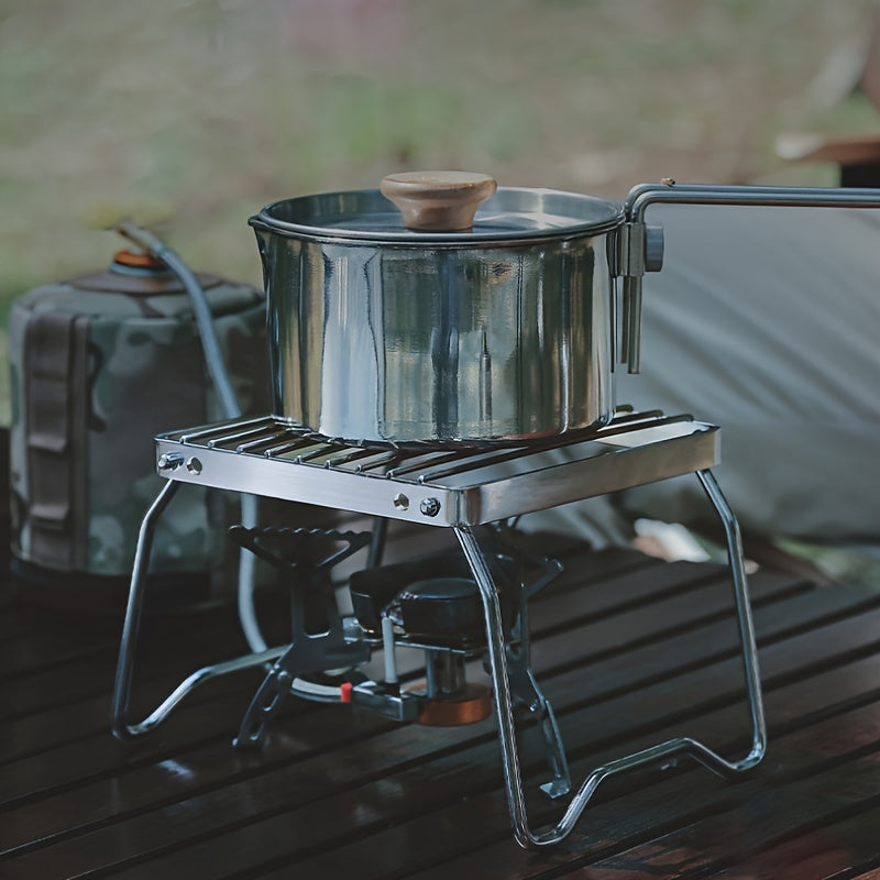 Portable & Lightweight Camping Grill: Adjustable Stainless Steel Grate, Foldable Design - Perfect for Hiking, Picnics, Fishing