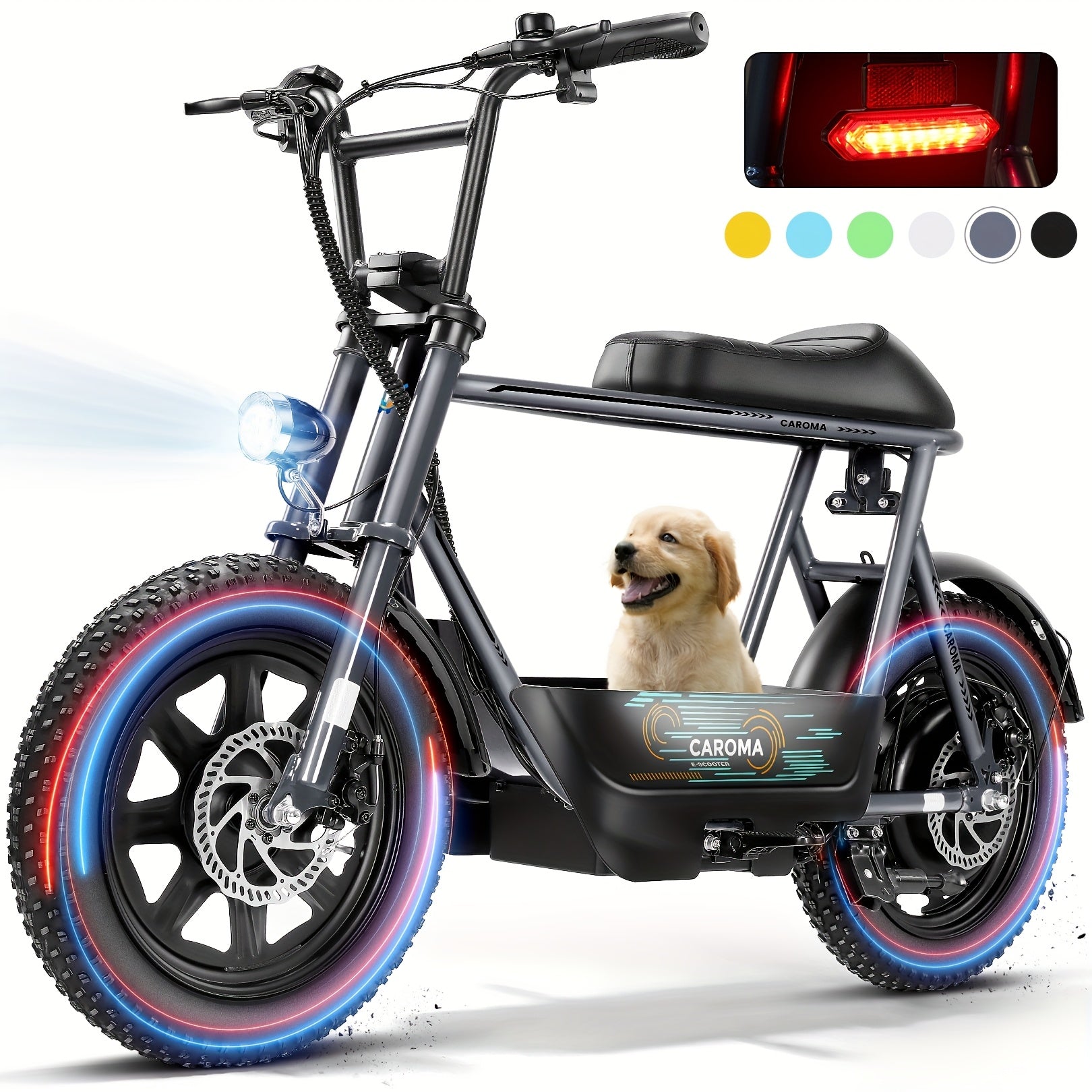 Caroma 500W Electric Scooter for Adults with Seat & Basket - 16" All-Terrain Tires, 20MPH Top Speed, 25 Miles Range, Dual Disc Brakes, LCD Display, Rechargeable Battery, Aluminum Alloy, Mixed Colors, Inflatable Tires, 48V 7.8
