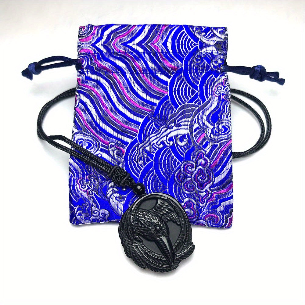 Natural Obsidian Necklace, Raptor Pendant, Crystal Necklace Pendant For Men And Women