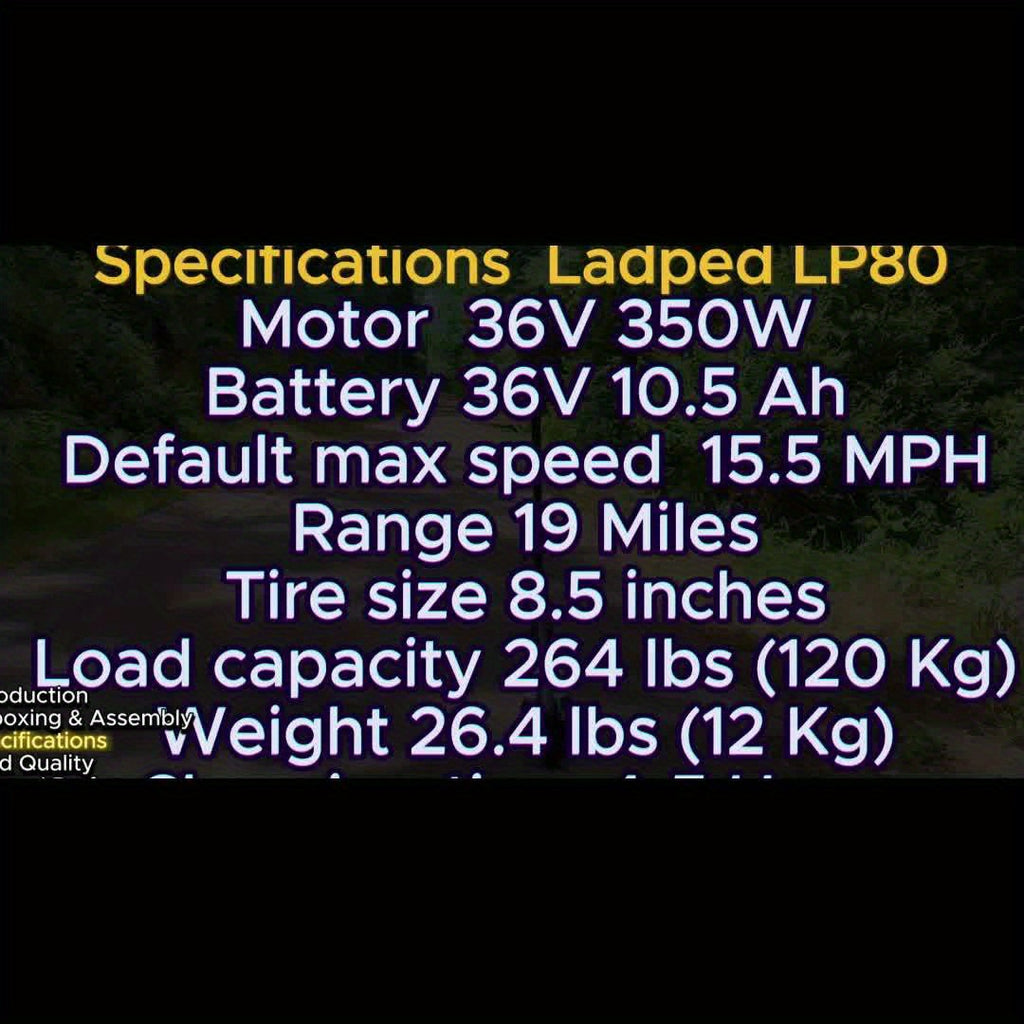 LADPED Multiple Models Folding Electric Scooter, Rated 350W/500W Motor Optional, 5.2AH-14.5AH Battery, with 8.5-10inches Anti-skid Solid Tires, Scooter Electric with Long Range, 15-20MPH Speed Foldable Commuting E-Scooter for