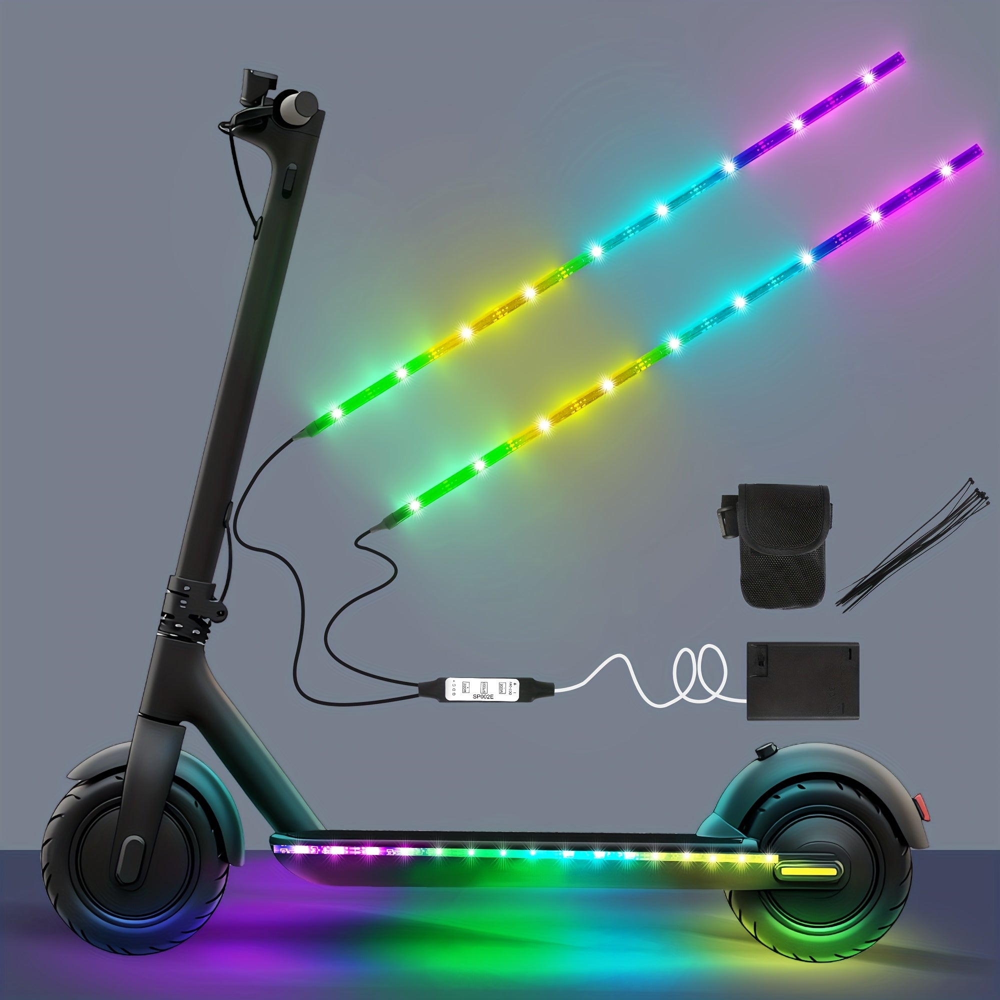 The Universal Electric Scooter Safety Lights Are Suitable for Night Riding, Featuring Low-Voltage Operation. The LED Warning Lights Are Ideal for Skateboards, Bicycles, And Outdoor Activities, Including Two High-Brightness Co