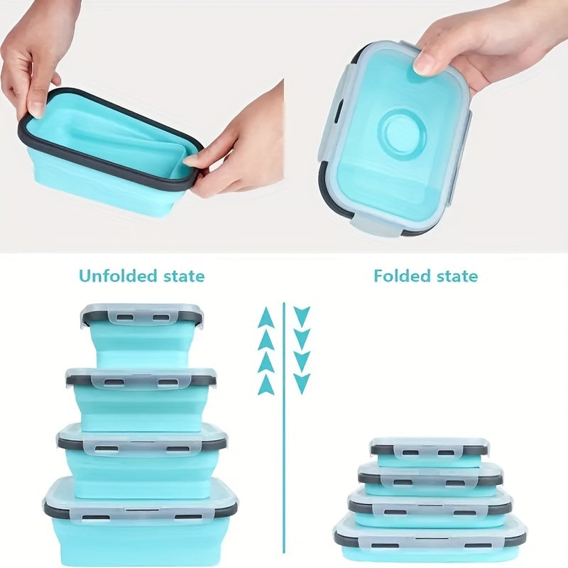 Collapsible Silicone Food Storage Containers - Microwave, Freezer & Dishwasher Safe Lunch Box with Stackable Meal Prep Containers Suitable for Leftovers, -the- Meals
